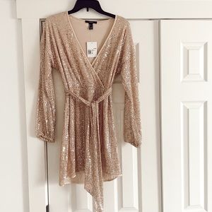 Forever 21 Gold Sequin Wrap Party Dress